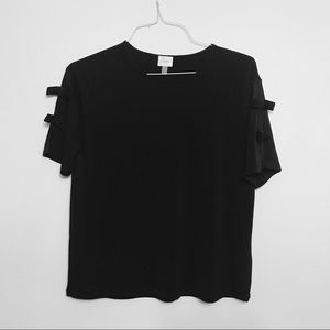 Black blouse with bow tie sleeves